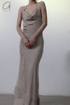 marc le bihan two-piece embellished maxi dress 21221 BEIGE